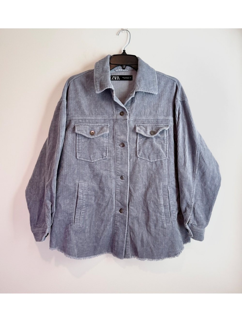 Zara Women's Blue Gray Corduroy Oversized Shacket Size XS